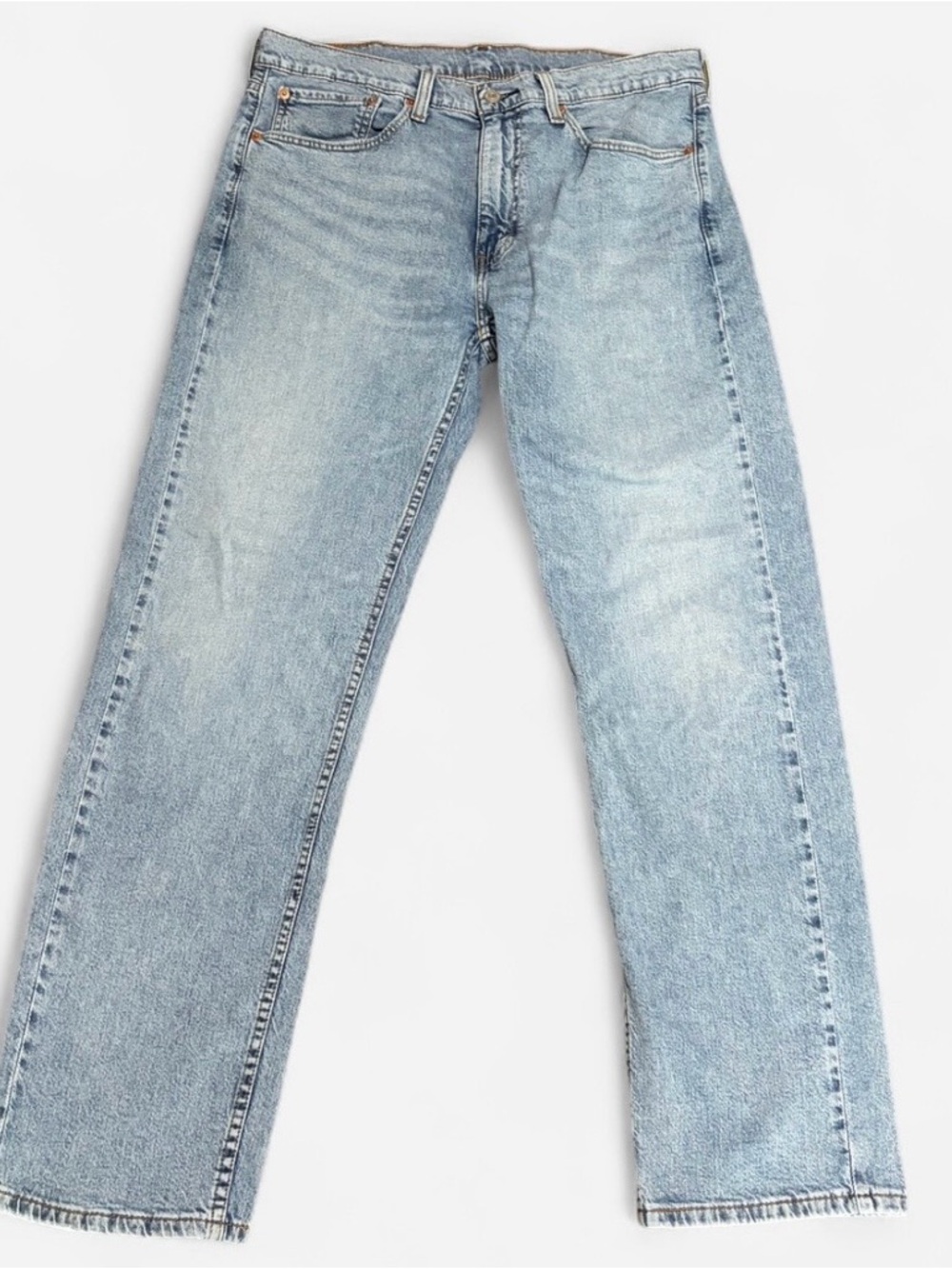 Levi’s 505 Regular Straight Fit Jeans Mens 35x32 Light Wash Faded Denim